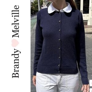 Nwt! Brandy Melville Amalie Collared Wool Blend Cardigan Sweater